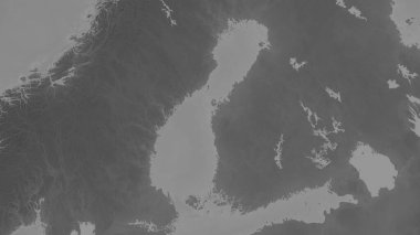 Gulf of Bothnia on a grayscale elevation map of its surroundings clipart