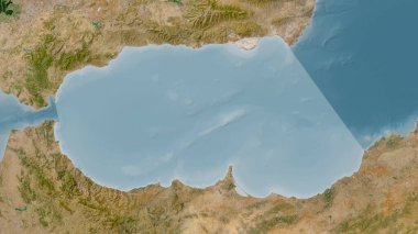 Alboran Sea highlighted on a satellite image map clipart