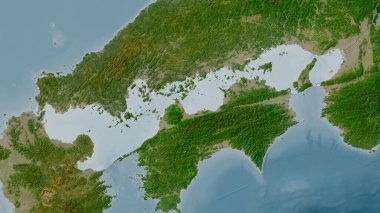 Seto Naikai ya da İç Deniz uydu resim haritasında vurgulandı