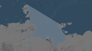 Laptev Sea highlighted on a blue and gray colored elevation map clipart