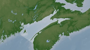 Bay of Fundy highlighted on a pale colored elevation map clipart