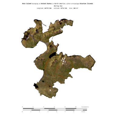 Bering Denizi 'ndeki Akun Adası, 12 Ekim 2017' de çekilmiş bir uydu görüntüsüyle izole edilmiştir.
