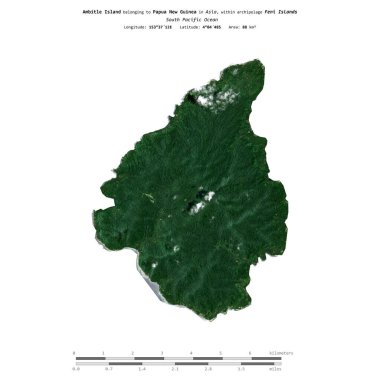 Güney Pasifik Okyanusu 'ndaki Ambitle Adası, Papua Yeni Gine' ye ait, 6 Mart 2023 'te çekilmiş bir uydu görüntüsüyle izole edilmiştir.