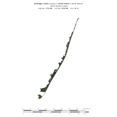 Amerika Birleşik Devletleri 'ne ait Kuzey Atlantik Okyanusu' ndaki Assateague Adası 2 Eylül 2023 'te çekilmiş uydu görüntüsüyle izole edilmiştir.