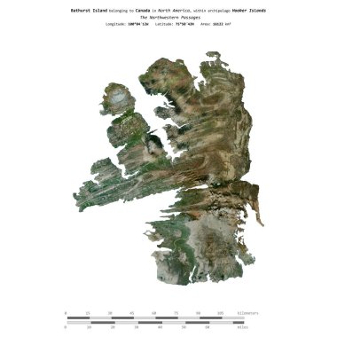 Kanada 'ya ait Kuzeybatı Geçitleri' ndeki Bathurst Adası 31 Aralık 2003 'te çekilen uydu görüntüsüyle izole edilmiştir.