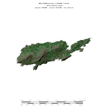 İrlanda 'ya ait Kuzey Atlantik Okyanusu' ndaki Bere Adası, 4 Haziran 2023 'te çekilmiş bir uydu görüntüsüyle izole edilmiştir.