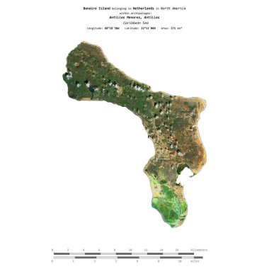 Hollanda 'ya ait Karayip Denizi' ndeki Bonaire Adası 30 Ekim 2018 'de çekilmiş bir uydu görüntüsüyle izole edilmiştir.