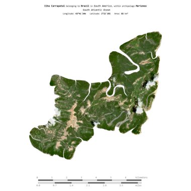 Brezilya 'ya ait Güney Atlantik Okyanusu' ndaki Ilha Carrapatal, 12 Ekim 2019 'da çekilmiş uydu görüntüsüyle izole edilmiştir.