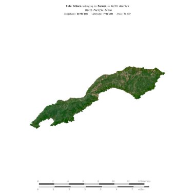 Panama 'ya ait Kuzey Pasifik Okyanusu' ndaki Cebaco Adası 3 Nisan 2018 'de çekilmiş uydu görüntüsüyle izole edilmiştir.