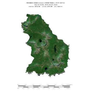 Amerika Birleşik Devletleri 'ne ait Alaska Körfezi' ndeki Chernabura Adası 12 Temmuz 2023 'te çekilmiş bir uydu görüntüsüyle izole edilmiştir.