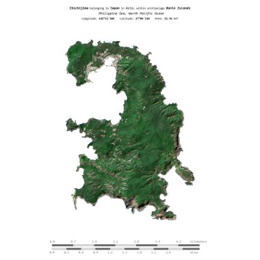 Japonya 'ya ait olan Filipin Denizi' ndeki Chichijima, 20 Nisan 2024 'te çekilmiş bir uydu görüntüsüyle izole edildi.