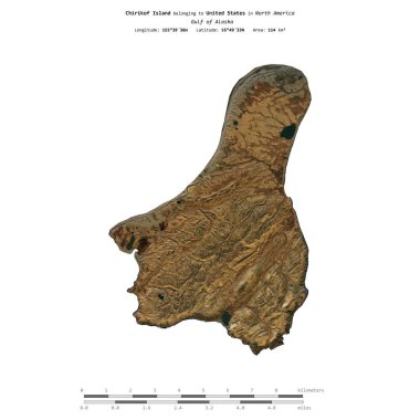 Amerika Birleşik Devletleri 'ne ait Alaska Körfezi' ndeki Chirikof Adası 11 Mart 2023 'te çekilmiş uydu görüntüsüyle izole edilmiştir.