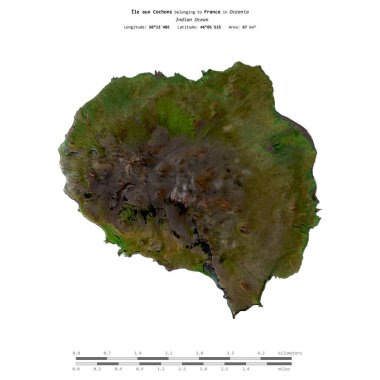 Fransa 'ya ait Hint Okyanusu' ndaki Ile aux Cochons, 30 Mart 2019 'da çekilmiş bir uydu görüntüsüyle izole edildi.