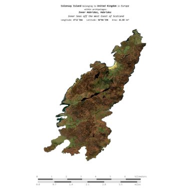 İskoçya 'nın batı kıyısındaki İç Denizler' deki Colonsay Adası, Birleşik Krallık 'a ait, 15 Mart 2024' te çekilmiş bir uydu görüntüsüyle izole edilmiştir.