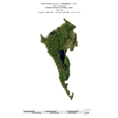 Filipinler 'e ait Sulu Denizi' ndeki Coron Adası, 7 Mart 2024 'te çekilmiş bir uydu görüntüsüyle izole edilmiştir.