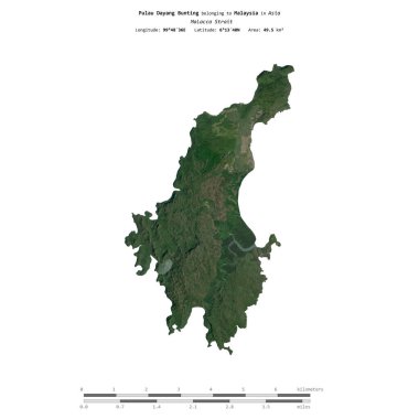 Malezya 'ya ait Malacca Boğazı' ndaki Pulau Dayang Bunting, 7 Aralık 2021 'de çekilmiş bir uydu görüntüsüyle izole edildi.
