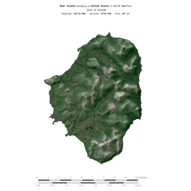 Amerika Birleşik Devletleri 'ne ait Alaska Körfezi' ndeki Geyik Adası 15 Ağustos 2019 'da çekilmiş bir uydu görüntüsüyle izole edildi.