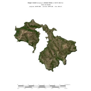 Amerika Birleşik Devletleri 'ne ait Alaska Körfezi' ndeki Dolgoi Adası 17 Haziran 2023 'te çekilmiş bir uydu görüntüsüyle izole edilmiştir.