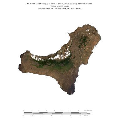 İspanya 'ya ait Kuzey Atlantik Okyanusu' ndaki El Hierro Adası 30 Eylül 2023 'te çekilmiş bir uydu görüntüsüyle izole edilmiştir.