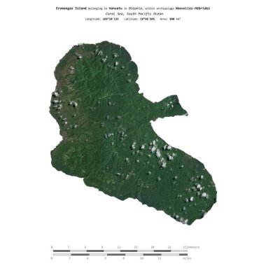 Vanuatu 'ya ait Mercan Denizi' ndeki Eromangas Adası, 28 Eylül 2017 'de çekilmiş bir uydu görüntüsüyle izole edilmiştir.