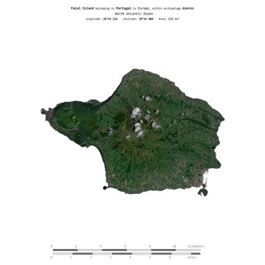 Portekiz 'e ait Kuzey Atlantik Okyanusu' ndaki Faial Adası, 16 Ekim 2018 'de çekilmiş uydu görüntüsüyle izole edilmiştir.