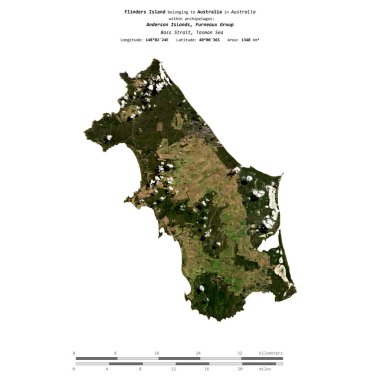 Tasman Denizi 'ndeki Flinders Adası, 6 Eylül 2020' de çekilmiş bir uydu görüntüsüyle izole edilmiştir.