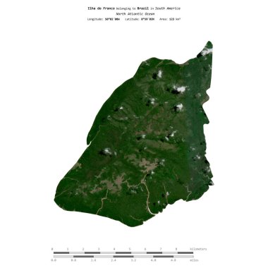 Brezilya 'ya ait Kuzey Atlantik Okyanusu' nda bulunan Ilha do Franco, 17 Ağustos 2019 'da çekilmiş bir uydu görüntüsüyle izole edildi.