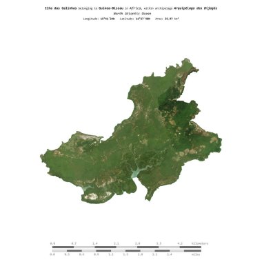 Kuzey Atlantik Okyanusu 'ndaki Ilha das Galinhas, Gine-Bissau' ya ait, 19 Ocak 2023 'te çekilmiş bir uydu görüntüsüyle izole edilmiştir.