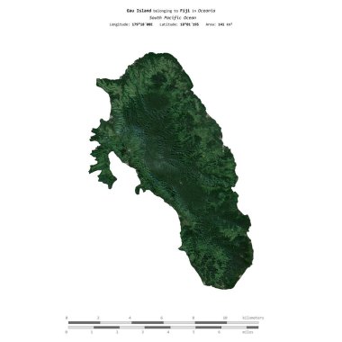 Fiji 'ye ait olan Güney Pasifik Okyanusu' ndaki Gau Adası, 27 Haziran 2023 'te çekilmiş bir uydu görüntüsüyle izole edilmiştir.