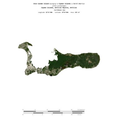 Karayip Denizi 'ndeki Gran Caiman Adası, Cayman Adaları' na ait, 5 Ocak 2021 'de çekilmiş bir uydu görüntüsüyle izole edilmiştir.