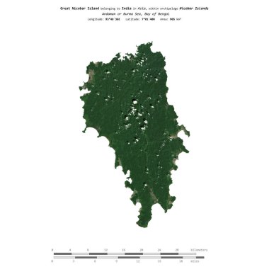 Hindistan 'ın Bengal Körfezi' ndeki Büyük Nicobar Adası 22 Ocak 2021 'de çekilmiş bir uydu görüntüsüyle izole edilmiştir.