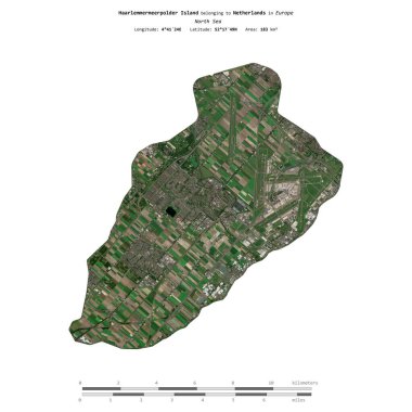 Hollanda 'ya ait Kuzey Denizi' ndeki Haarlemmeerpolder Adası 22 Eylül 2020 'de çekilmiş bir uydu görüntüsüyle izole edilmiştir.