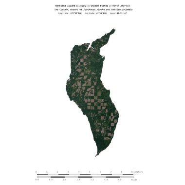 Amerika Birleşik Devletleri 'ne ait Güneydoğu Alaska ve Britanya Kolumbiyası' nın Sahil Suları 'ndaki Harstine Adası 22 Eylül 2023' te çekilmiş bir uydu görüntüsüyle izole edilmiştir.