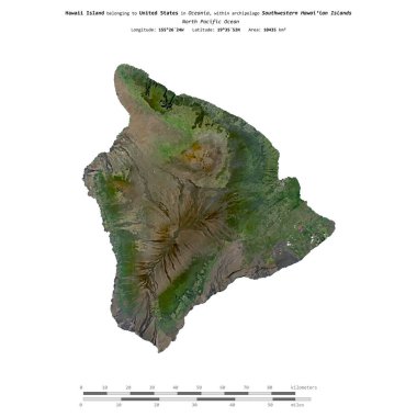Kuzey Pasifik Okyanusu 'ndaki Hawaii Adası, 29 Temmuz 2023' te çekilmiş uydu görüntüsüyle izole edilmiştir.