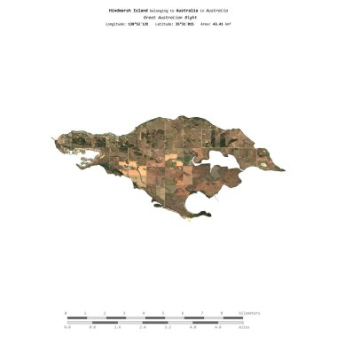 Avustralya 'ya ait Büyük Avustralya Körfezi' ndeki Hindmarsh Adası, 18 Ekim 2023 'te uzaklık ölçeğinde çekilmiş bir uydu görüntüsüyle izole edilmiştir.