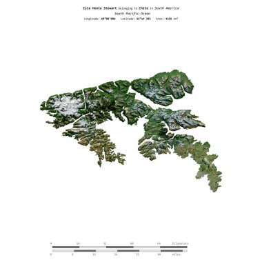 Şili 'ye ait Güney Pasifik Okyanusu' ndaki Hoste Stewart Adası 25 Şubat 2016 'da çekilmiş uydu görüntüsüyle izole edilmiştir.