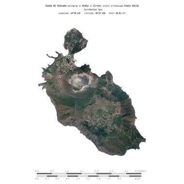 İtalya 'ya ait Tyrrhenian Denizi' ndeki Isola di Vulcano, 2 Ocak 2023 'te çekilmiş bir uydu görüntüsüyle izole edildi.