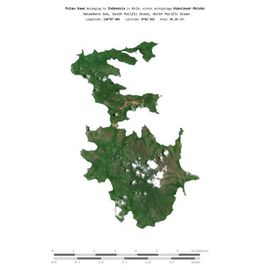 Endonezya 'ya ait Halmahera Denizi' ndeki Pulau Kawe, 19 Eylül 2020 'de çekilmiş bir uydu görüntüsüyle izole edildi.