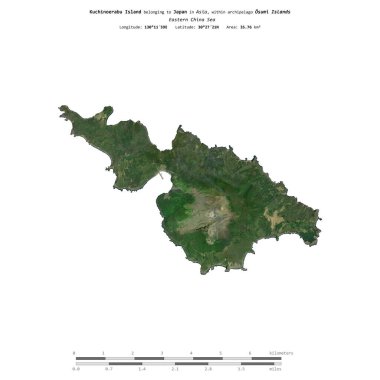 Japonya 'ya ait Doğu Çin Denizi' ndeki Kuchinoerabu Adası, 12 Nisan 2019 'da çekilmiş bir uydu görüntüsüyle izole edilmiştir.