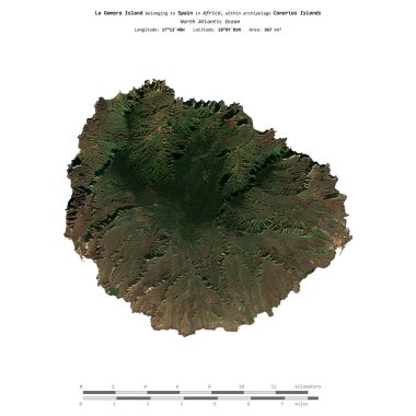 İspanya 'ya ait Kuzey Atlantik Okyanusu' ndaki La Gomera Adası 11 Aralık 2022 'de çekilmiş uydu görüntüsüyle izole edilmiştir.