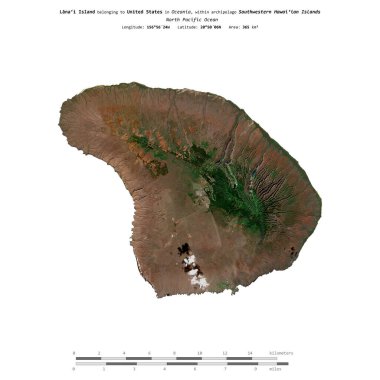 Amerika Birleşik Devletleri 'ne ait olan Kuzey Pasifik Okyanusu' ndaki Lanai Adası, 21 Ocak 2019 'da çekilmiş bir uydu görüntüsüyle izole edilmiştir.