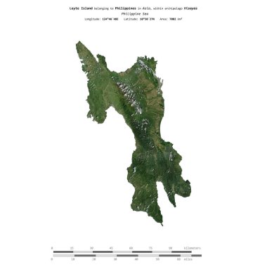 Filipinler 'deki Leyte Adası, 1 Mart 2022' de çekilmiş uydu görüntüsüyle izole edilmiştir.