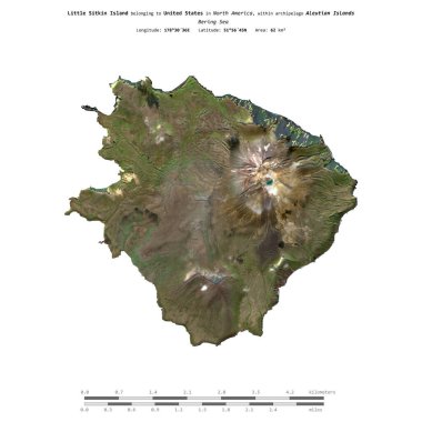 Amerika Birleşik Devletleri 'ne ait Bering Denizi' ndeki küçük Sitkin Adası 29 Eylül 2020 'de çekilmiş bir uydu görüntüsüyle izole edilmiştir.