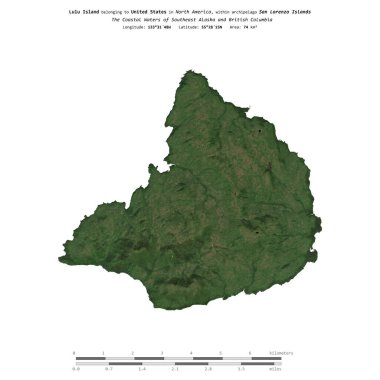 Amerika Birleşik Devletleri 'ne ait Güneydoğu Alaska ve British Columbia' nın Sahil Suları 'ndaki Lulu Adası, 29 Mayıs 2019' da çekilmiş bir uydu görüntüsüyle izole edilmiştir.