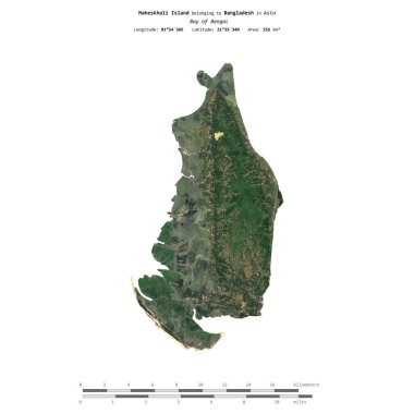 Bengal Körfezi 'ndeki Maheskhali Adası, Bangladeş' e ait, 20 Kasım 2019 'da çekilmiş bir uydu görüntüsüyle izole edildi.