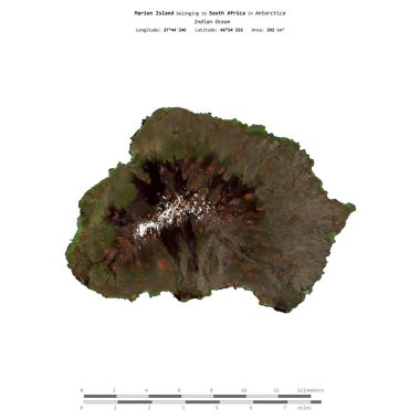 Hint Okyanusu 'ndaki Marion Adası, Güney Afrika' ya ait, 9 Aralık 2022 'de çekilmiş bir uydu görüntüsüyle izole edildi.