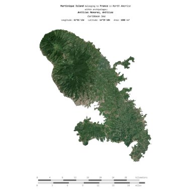 Karayip Denizi 'ndeki Martinique Adası, Fransa' ya ait, 20 Eylül 2021 'de çekilmiş bir uydu görüntüsüyle izole edilmiştir.