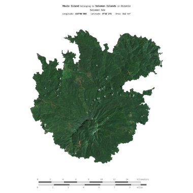 Solomon Adaları 'na ait Solomon Denizi' ndeki Mbulo Adası, 19 Temmuz 2021 'de çekilmiş bir uydu görüntüsüyle izole edilmiştir.