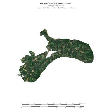 Danimarka 'ya ait Kattegat' taki Mn Adası, 15 Haziran 2020 'de çekilmiş bir uydu görüntüsüyle izole edildi.