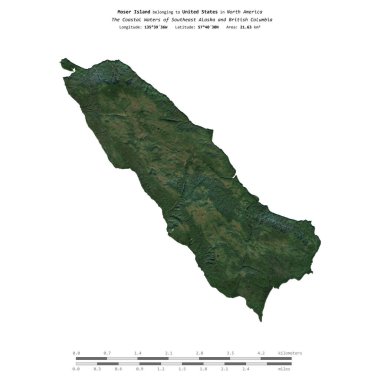 Güneydoğu Alaska ve Britanya Kolumbiyası 'nın Sahil Suları' ndaki Moser Adası 30 Ağustos 2019 'da çekilmiş uydu görüntüsüyle izole edilmiştir.
